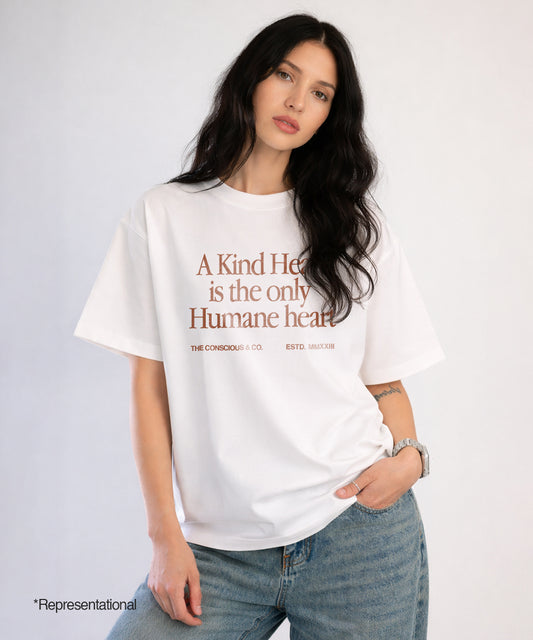 KIND HEART PRINTED T-SHIRT - WHITE - Women