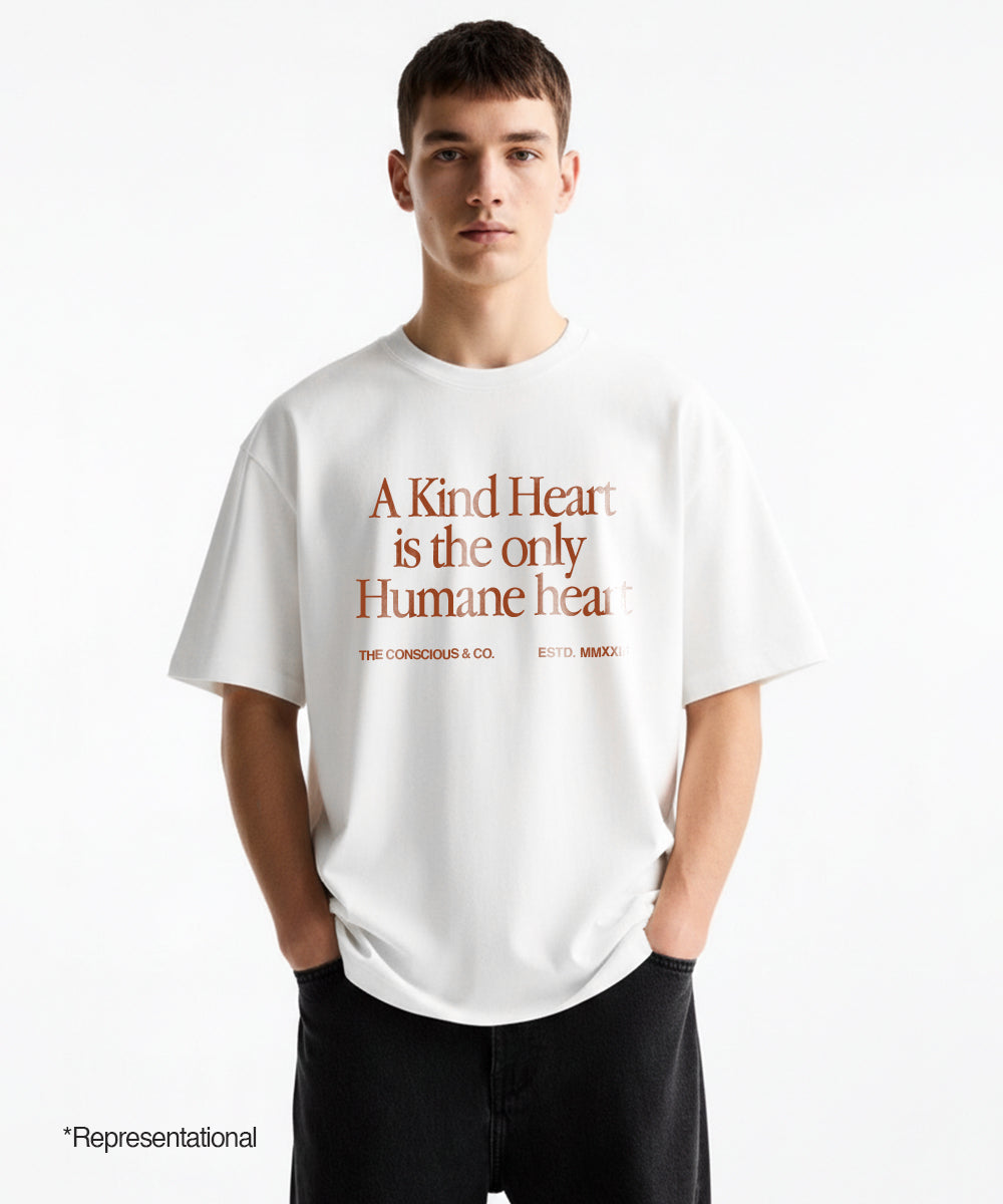 KIND HEART PRINTED T-SHIRT - WHITE -Men