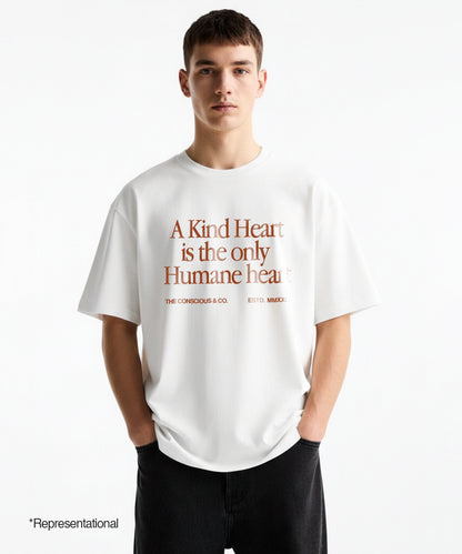 KIND HEART PRINTED T-SHIRT - WHITE -Men